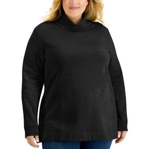 Karen Scott Cotton Long Sleeve Turtleneck Sweatshirt Size 1X Black